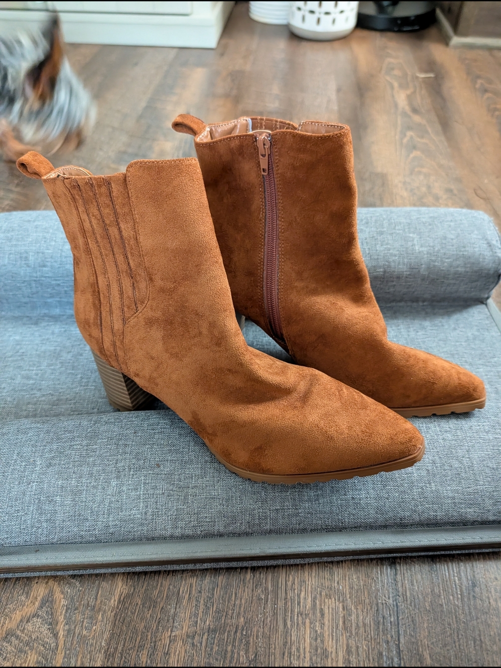 Women's Brown Ankle Boots with Block Heel
